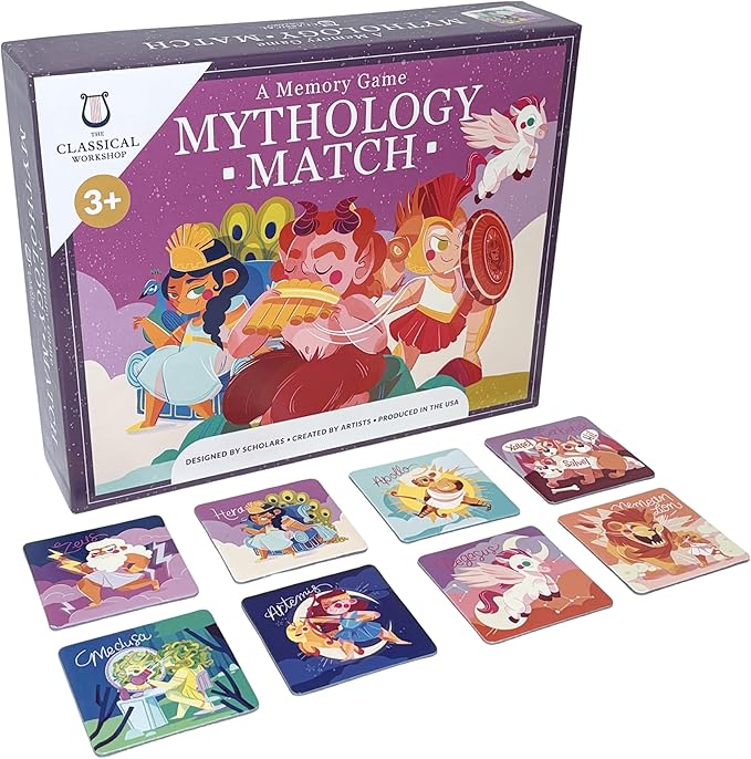 Mythology Match: an Educational Memory Matching Game, Made in The USA for Ages 3+ (24 Pairs, 48 Tiles)