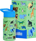 Wildkin Kids 14oz Stainless Steel Water Bottle – BPA-Free, Leakproof, Insulated, Easy-Clean - Wild Animals