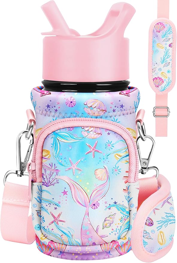 Miss Adola Water Bottle Carrier with Strap - Insulated Kids Water Bottle Holder for Boys Girls Bottle Bag for 10-18Oz