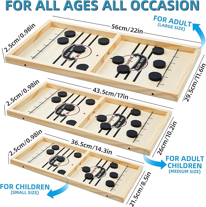 moopok Fast Sling Puck Game - 2 in1 Chess Board and Desktop Battle Super Winner Game,Fast Action Wooden Air Hockey Board Game,Adults and Kids Family Friend Funny Slingshot Game Toys
