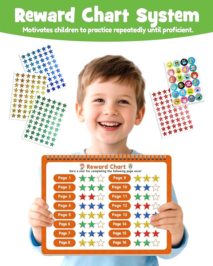 Magic Grooved Writing Practice Books for Kids, Large Grooved Handwriting Copybook, Reusable Learn to Write Number Letter Preschool Tracing Workbook for Kids Ages 3-8, Birthday Gifts Toys