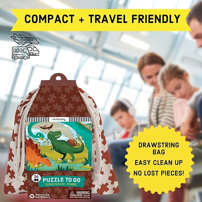 Mudpuppy Dinosaur Park – 36 Piece Puzzle To Go Featuring A Vibrant Prehistoric Landscape Perfect Travel Activity For Children Ages 3 and Up