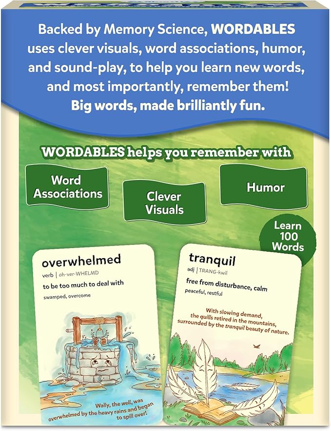 Skillmatics Vocabulary Flash Cards for Kids - Learn 100 Words with Wordplay, Visuals, & Soundplay, Educational Gift for Ages 8, 9, 10 & Up, Screen-Free Language Game