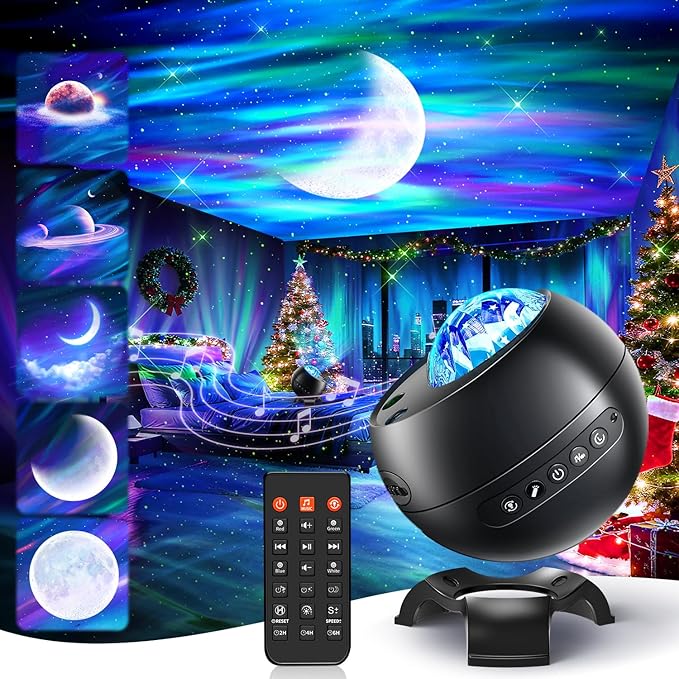 Northern Lights Projector Mothers Day Gifts Birthday Gifts for Him Boys Galaxy Projector for Bedroom, 300+Colors Modes Aurora Light,15White Noise Sound Machine &Bluetooth Star Projector Galaxy Lights