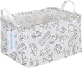 LANGYASHAN Rectangular Storage Bin Collapse Canvas Fabric Cartoon Storage Basket with Handles for Organizing Home Kitchen Boys and Girls Toys Office Closet Shelf Baskets (Rec Vehicle)