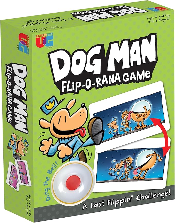 University Games Dog Man Flip-o-Rama Card Matching Game for Kids, Family Memory Card Game Ages 6+, Based on Dog Man Books by Dav Pilkey