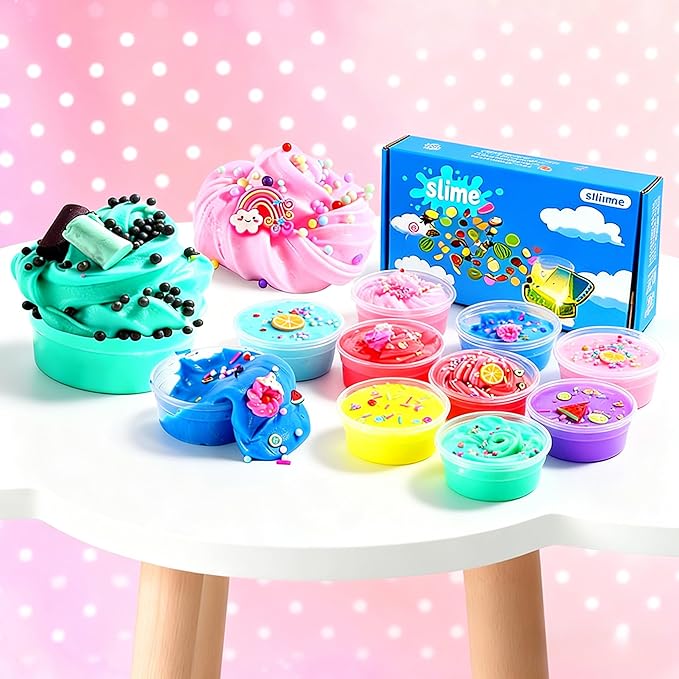 15Pack Butter Slime Kit with Scented DIY Slime for Girls and Boys, Super Soft, Non-Sticky Stress Relief Toy, Party Favors and Birthday Gift