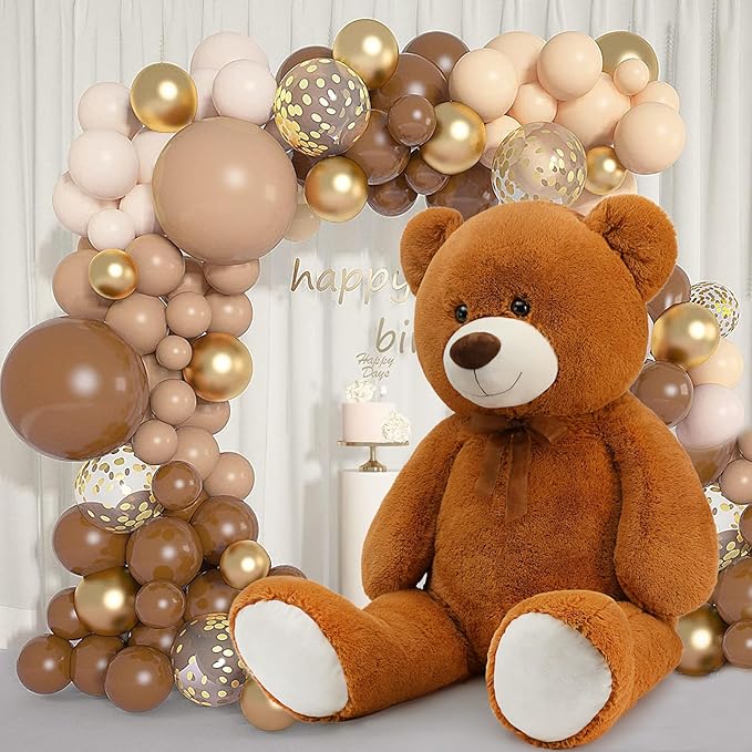Toys Studio 51 inch Big Teddy Bear Cute Giant Stuffed Animals Soft Brown Bear Plush Toy for Girls Kids Birthday Gift Christmas Valentine's Day Mother's Day Baby Shower Decor