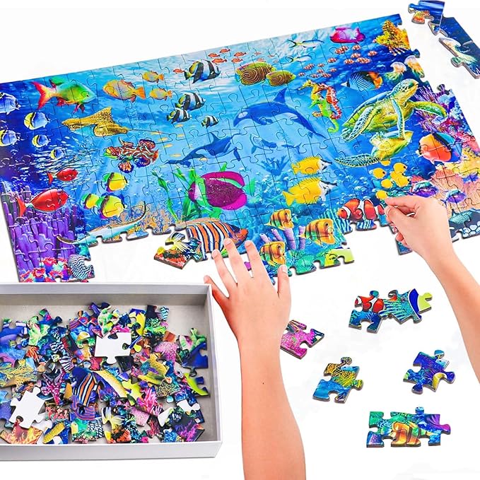 Puzzles for Kids Ages 6-8 8-10 Year Old - Ocean Underwater World, 200 Pieces Jigsaw Puzzles for Kids, Learning Educational Toys for Boys and Girls