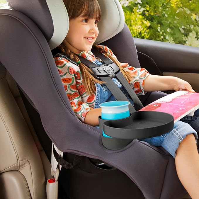 Munchkin® Carseat Tray - Toddler Travel & Road Trip Accessory for Mess-Free Snacking in The Car, Grey