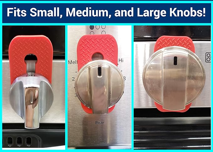 2025-26 Mom's Choice Winner- Gas Stove Knob Locks - Black Silicone Stove Knob Safety Covers for Toddlers, Pets - Child Proof Universal Size Knobs - Baby Proofing Protectors for Electric Stoves- 5Pcs