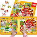 QUOKKA Magnetic Puzzles for Toddlers 3-5 – Search & Find 2 Pack, 60 Pieces Each – Travel Friendly Board with Hidden Objects, Farm and Africa Scenes – Educational Puzzle Gift for 3 Year Olds