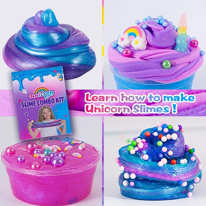 ZOnFRTO Mini Unicorn Slime Kit for Girls - Glimmer Crunchy, Butter, and Galaxy Slime for Kids 6-12 - Party Favors for Children