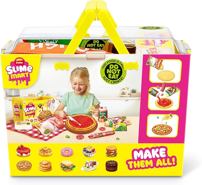 Slime Mart Small Basket by ZURU, Toy, Arts & Crafts for Kids and Kidults, Soft Slime Making Kit - Slime Kit for Girls Ages 6-10 - Fun Gift Idea for Boys Girls - Fidget Toys - Sensory Toys (Pizza)