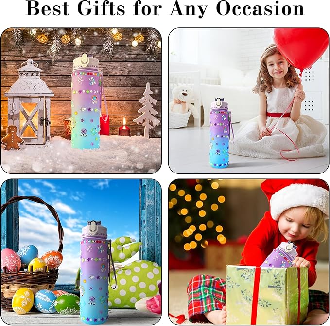 Gifts for Girls, Decorate Your Own Water Bottle Kits for Kids 4 5 6 7 8 9 10 Year Old Girl, Fun DIY Arts and Crafts Gift Toys for Kids Age 4-5-6-8-10-12, Birthday Graduation Gifts for Kid Girl Teens