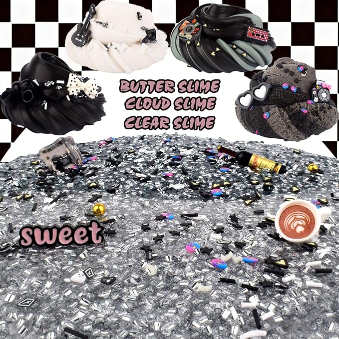 6 Pack Slime Kit, Black Punk Slimes, Cloud Butter & Clear Slime, Party Favors, Toys for Girls Boys Ages 8-12, Goodie Bag Stuffers, Kids Slime Kits for Easter Christmas Halloween Birthday Valentine
