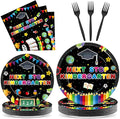 96Pcs Preschool Graduation Plates and Napkins, Next Stop Kindergarten Party Supplies Prek Graduation Themed Dessert Disposable Plates Tableware set for 24 Guests Party Decorations