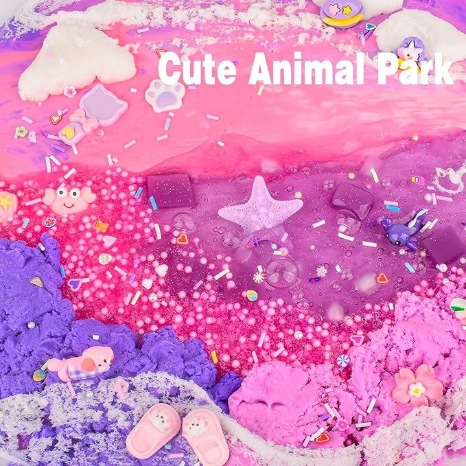 6 Pack Pink & Purple Slime kit for Kids- Cloud Butter & Clear Slimes, Cute Animal Theme Party Favors, Sensory Toys for Kids Girls Boys Ages 4-12, Goodie Bag Stuffers, Birthday Gift Ideas Cute Stuff