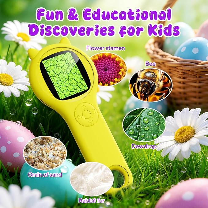 Handheld Microscope for Kids - Educational Science Toys, Christmas & Birthday Gifts for Age 5 6 7 8 9 10 11 12 Girls & Boys (Yellow)
