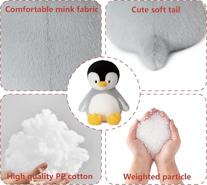 Niuniu Daddy 14" | 3.5 Pound Penguin Weighted Stuffed Animals for Kids Adults, Giant Stuffed Penguin Pillowfort Plush Toys, Cute Baby Body Pillow for Presents Birthday Holiday Christmas