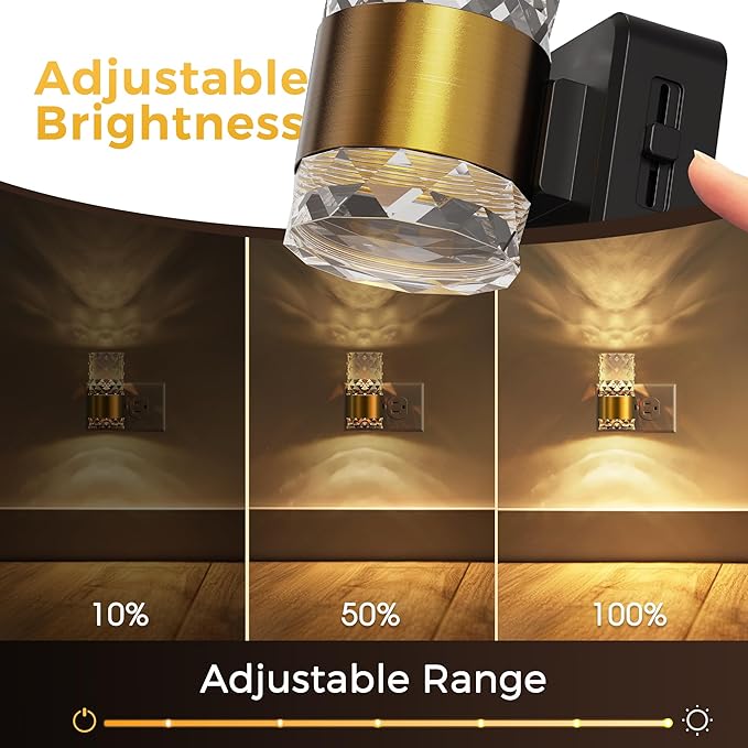 L LOHAS LED Night Light, Modern Night Lights Plug into Wall, 2 Pack 3000K Soft Warm 0-100LM Adjustable Nightlights,Automatic Nightlights Plug in with Dusk to Dawn Sensor for Room Bathroom Hallway