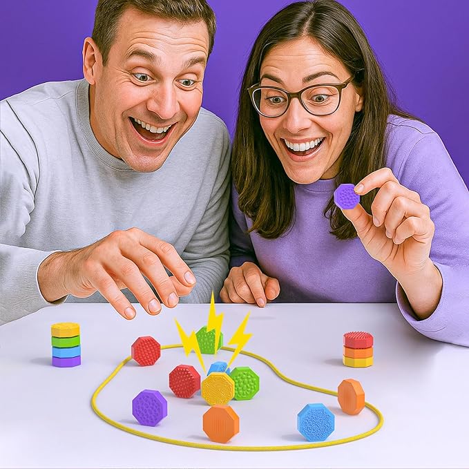 Magnetic Chess Game with Stones Magnet Game with String - 18 Silicone-Covered Magnets Fidget Toy Textured Sensory Rock Toys Strategy Game for Stress Relief, ADHD, Travel Family Toys for Kids & Adults