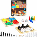 Ankit Toys & Games 5-in-1 Wooden Board Game Set Includes Ludo, Snakes & Ladders, Chess, Checkers, and Tic Tac Toe. Portable Fun for Kids, Adults and Family Game Nights | 2 Reversible Boards