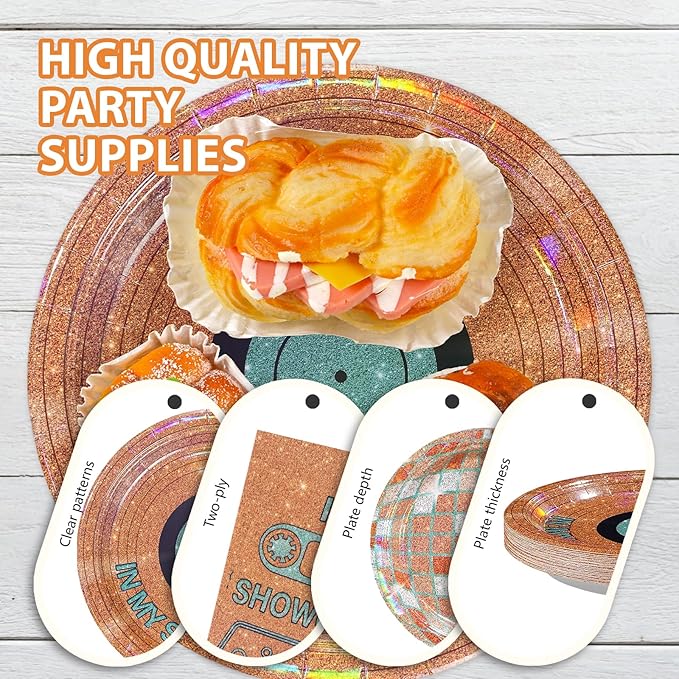 96Pcs In My Showgirl Era Decorations Disco Orange Green Glitter Plates and Napkins Tableware Sets The Life of A Birthday Decorations for Women Girls Birthday Showgirl Themed Party Supplies Serves 24