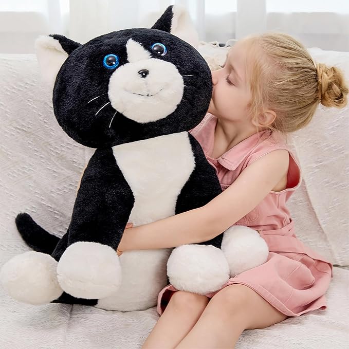 JOD® 27 Inch Weighted Black Cat Plush, Weighted Black Cat Stuffed Animal, 5 Lbs Cute Plushies Soft Pillow Toy Gift Cuddle Plushies Pillow Giant Cat for Kids Adults (71 CM)