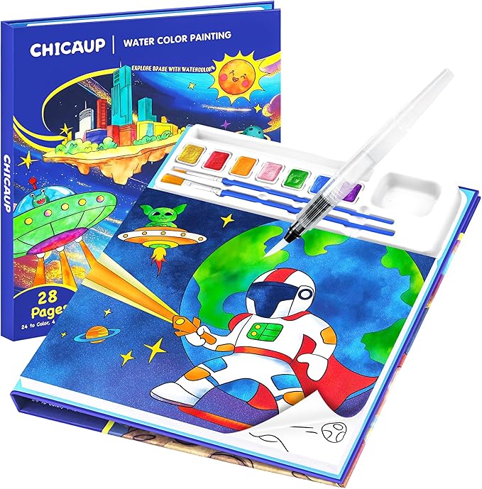 Paint with Water Coloring Books for Kids, Mess Free Watercolor Painting Kit Painting Activity for Kids Ages 3-5 4-8, Arts Crafts Drawing Gift Toy for Boy Girl (Dark Blue)