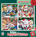 MasterPieces – Jigsaw Puzzle Set for Kids 6+ Years, 4-Pack of 100 Pieces, Educational and Fun Game, Holiday Puppies & Kitties Collection, Gift Idea for Children, 8" x 10"