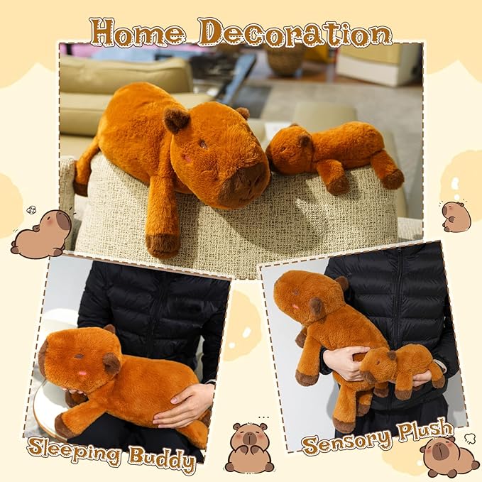 Weighted Capybara Plush - 10” 0.8lbs Soft Capybara Weighted Stuffed Animal, Cute Huggable Weighted Plushie Toy for Girls, Boys & Kids, Kawaii Birthday Gifts