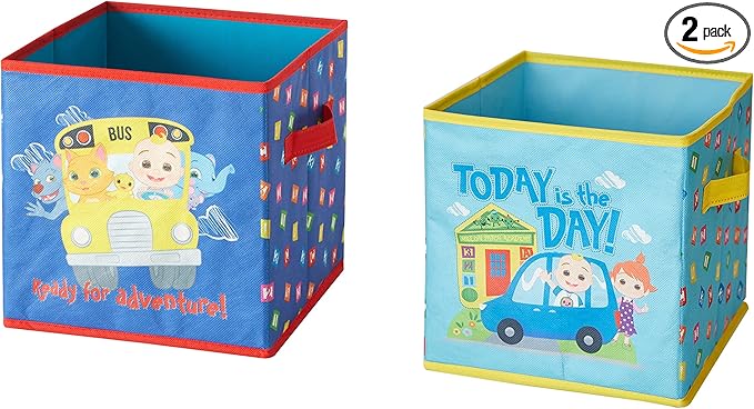 Idea Nuova Cocomelon Set of Two Spacious Collapsible Storage Cubes, 10"x10"