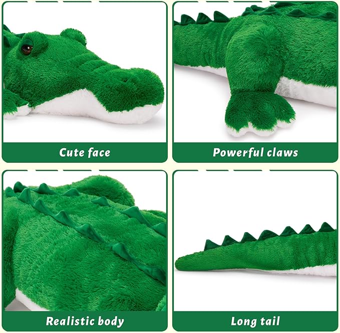 MorisMos 51inch Giant Alligator Stuffed Animal, Soft Huge Alligator Plush Toy, Big Stuffed Crocodile Gifts for Kids Boys Girls Brithday