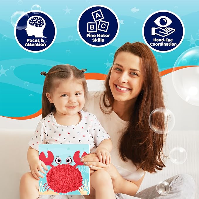 jackinthebox Poke Poke Art – Ocean Theme, Mess-Free Fabric Art and Craft, Flower Pressing Kits, Best Gifts for Girls and Boys Ages 4 5 6 7 8