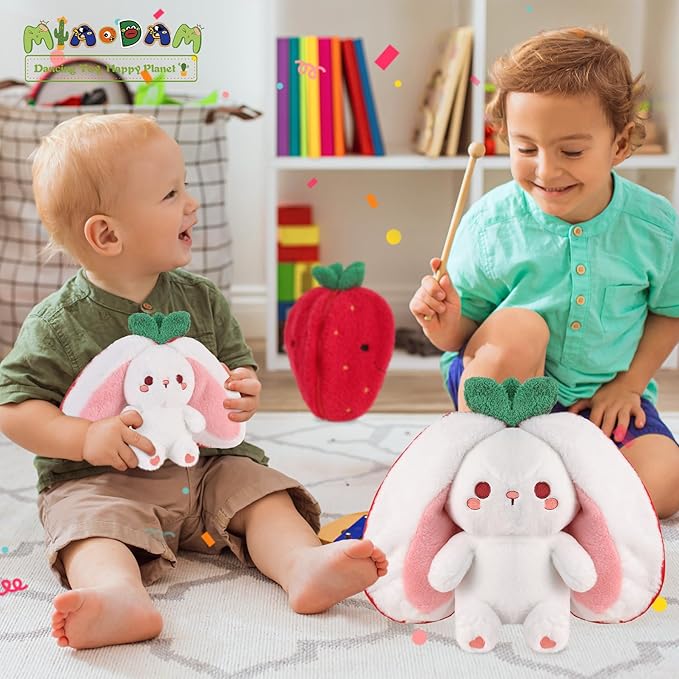 MIAODAM Easter Strawberry Bunny Plush Toy,Christmas Cute Soft Huggable Stuffed Animal for Kids & Collectors, Birthday Present & Nursery Decor 7inch