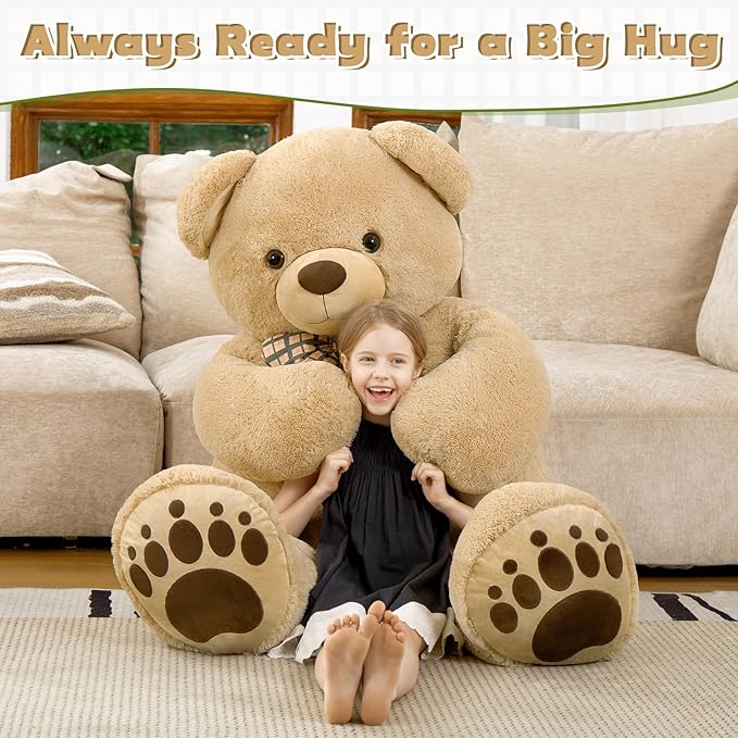 MorisMos 5 FT Big Teddy Bear, 5 Feet Huge Teddy Bears Stuffed Animals for Boyfriend Girlfriend Wife, Cuddly Gift Life Size Bear on Valentines Birthday, 59 Inch, Brown