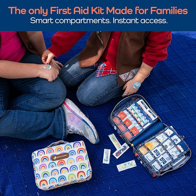 KeepGoing Large Home First Aid Kit for Kids – 270 Pc. for Car, Home, Dorm, & Boat with Latex-Free Bandages – 10 x 7 x 3.5 in. Travel First Aid Kit (Signature)