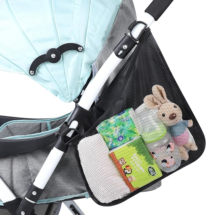 Accmor Universal Stroller Organizer, Side Sling Stroller Organizer, Mesh Cargo Net Stroller Storage Caddy Accessories, Stroller Bag Accessories Fits for Uppababy, Nuna, Baby Jogger, Doona Strollers