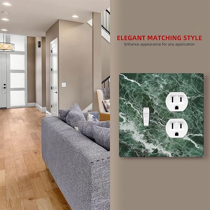 Wallplates Forest Marble Dark Green With White Vein 1 Toggle 1 Duplex Switch Plate Electrical Gfci Faceplate Decorative Light Switch Covers For Bathroom Kitchen Decor