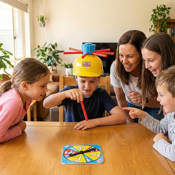 Zing Hog Wild Water Roulette Game: The Ultimate Suspense-Filled Water Challenge – Hilarious Fun Family Party Game with Adjustable Helmet, Rods, and Spinner – Kids and Adults - Ages 8 and Up