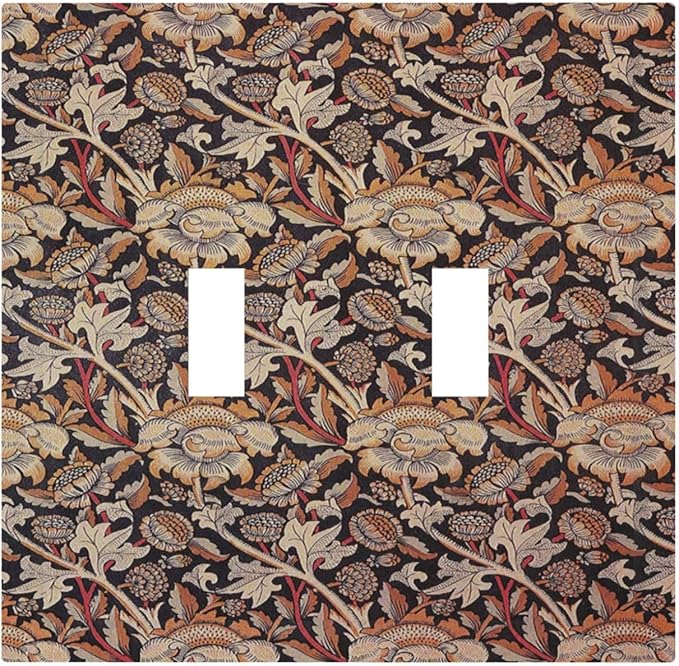 Decorative Switch Plates Vintage William Morris Floral Plants 2 Gang Double Toggle Wall Plate Outlet Light Switch Cover Electrical Faceplate for Bedroom living Room Decor