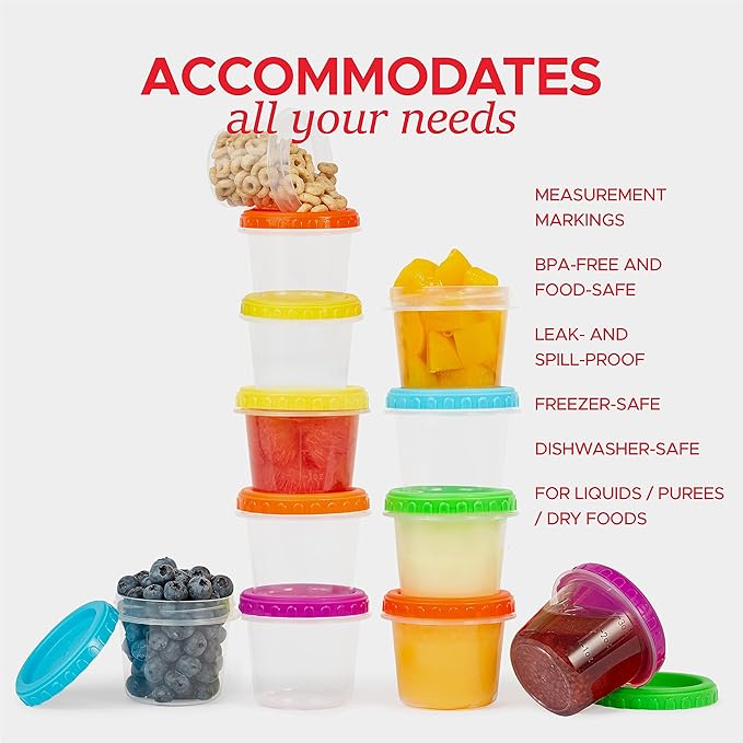 Tafura Small Lunch Containers [12 Pack] 4 Oz. with Lids | Snack for Condiment Puree, Snacks, and More Reusable, BPA Free, (HG-4-12C)