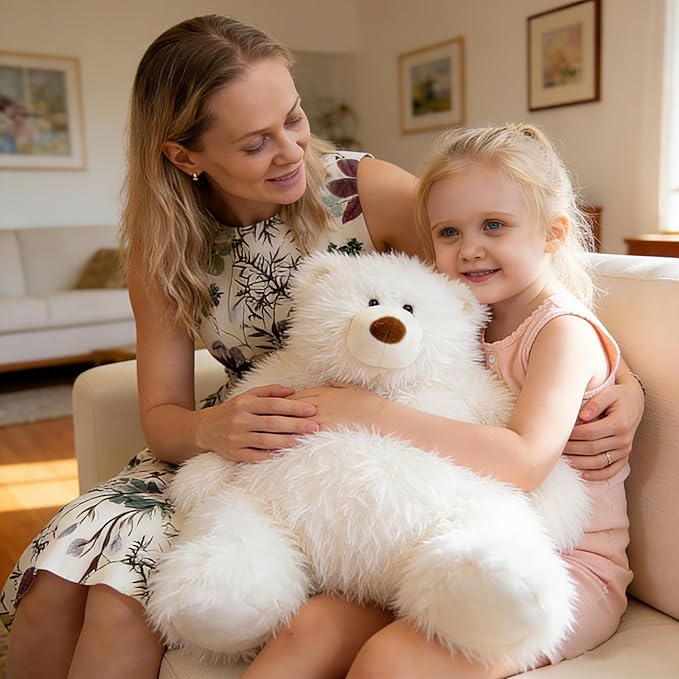 4.2 lbs Polar Bear Weighted Stuffed Animal 27in, Stuffed Bear Plush for Adult, Kids, Weight Polar Bear Plush Animal Pillow White Bear Gifts on Christmas, Birthday, Valentine's Day