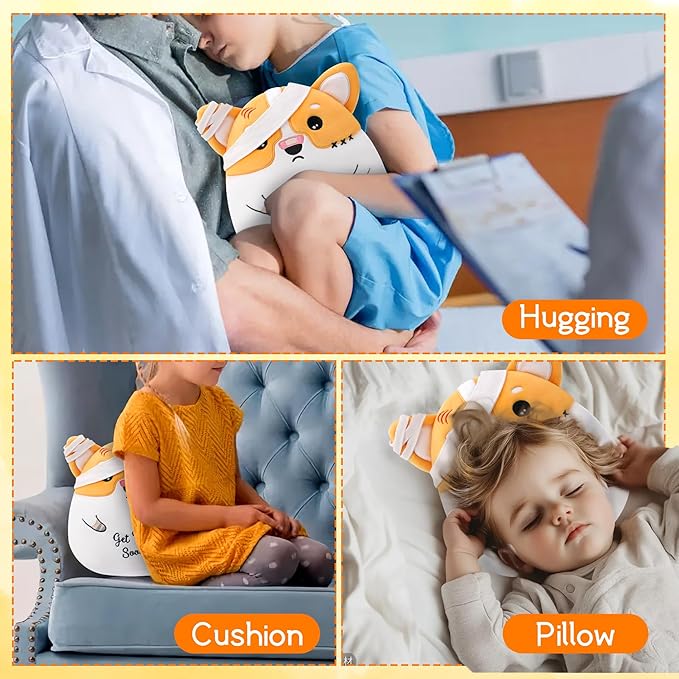 Get Well Soon Dog Plush - Dog Stuffed Animals Corgi Plushie Toys with Injury Bandage, Kids' Pillow Cushion, Gifts for Patient Girls Boys, 9 Inch