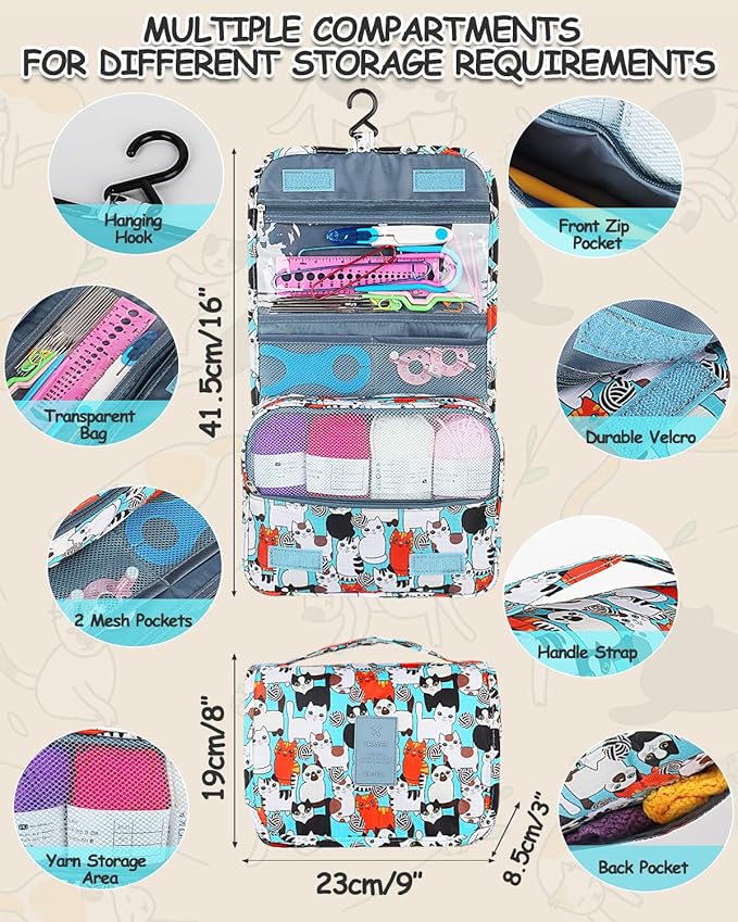 Aeelike Crochet Kit with Bag for Travel, Easy Learn to Crochet Kit for Beginners All Age,69pcs Crochet Starter Kit Include Crocheting Instruction, 21pcs Crochet Hooks,15pcs Yarn and Storage Bag