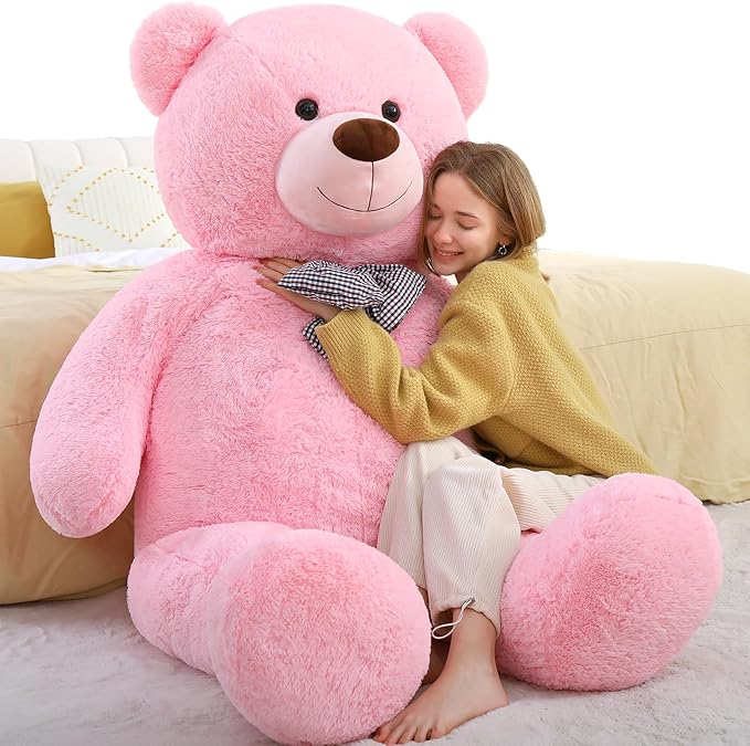 Toys Studio Giant Teddy Bear, 70.8 Inch Big Pink Stuffed Animal Life Size Plush Bear Toy Gift for Girlfriend Kids Christmas Birthday Valentines Day