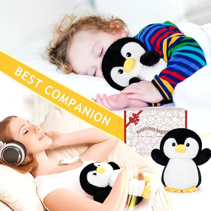 Penguin Microwavable Heating Pad-1.2lb Heating Pads for Cramps &Period Pain Relief for Women & Kids,Soft Pillow Plush Toy, Coolable & Heatable Weighted Stuffed Amimals, Birthday Gift for Women Kids