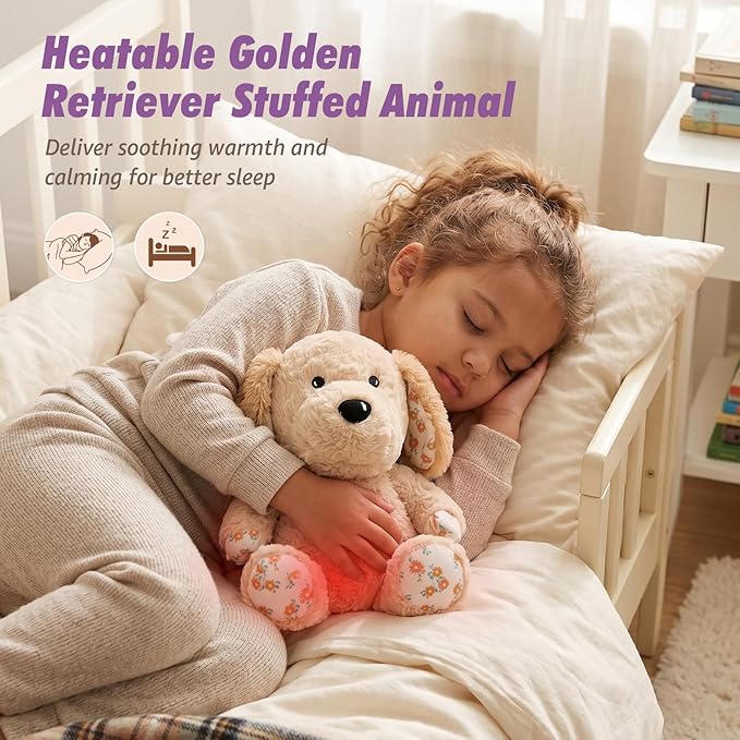 Ditucu Original Golden Retriever Microwavable Weighted Stuffed Animal Heated Dog Plush for Warmth Comfort Period Cramps Pain Plushies Toys Gifts for Kids Adults Light Brown 9 inch