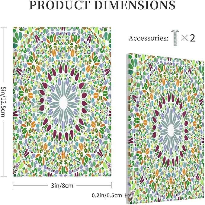 Mandala Flower Abstract Round Mosaic Floral Light Switch Cover Plate 1 Gang No Device Blank Electrical Wall Plates Faceplate Decorative Switch Plate for Bedroom Living Room Decor